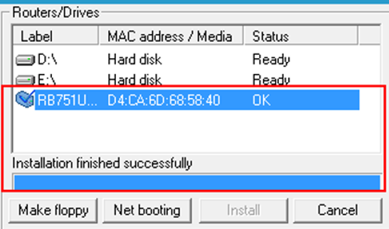 Apabila proses instalasi sudah selesai maka RouterBoard Mikrotik akan melakukan reboot secara otomatis.