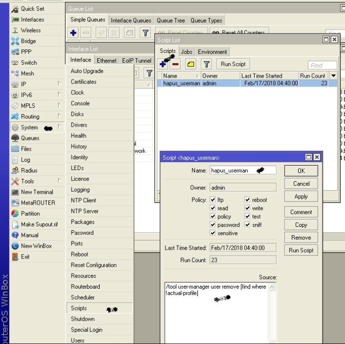 Remove mikrotik. USERMAN.