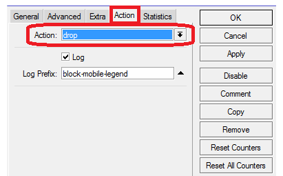 cara blokir port di mikrotik dengan winbox