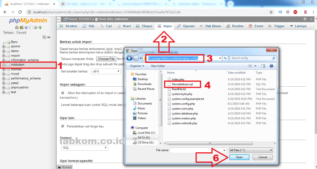 Import Database MIKBOTAM 