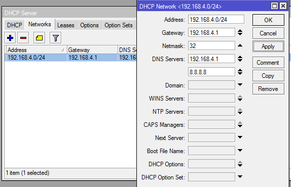 Networks di DHCP Server