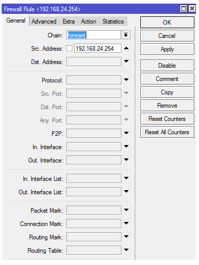 menu filter rules